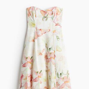 Floral Linen-Blend Corset Dress